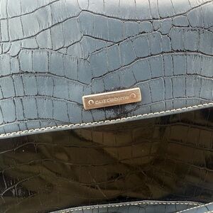 Liz Claiborne Blue and Black Croc-Embossed Bag
